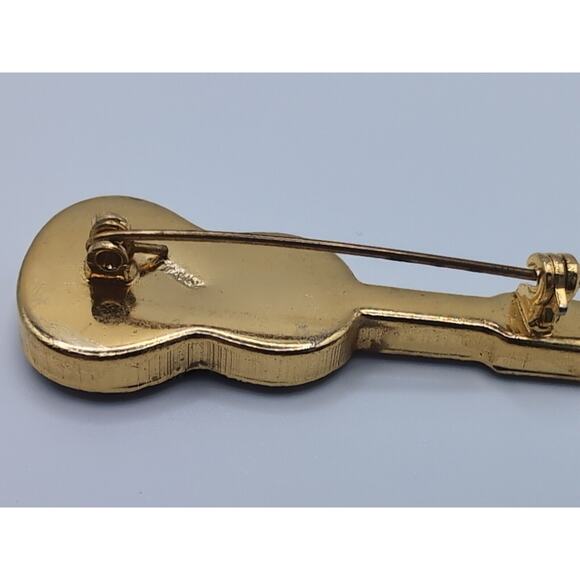 Vintage Micro Mosaic Millefiori Gold Tone Mandolin Pin Brooch Blue Red - Picture 3 of 3